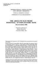 THE ABSOLUTE ELECTRODE POTENTIAL: AN EXPLANATORY NOTE (Recommendations 1986)