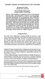 TOWARD A THEORY OF INTERNATIONAL NEW VENTURES