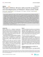 Microglial inhibition alleviates alpha-synuclein propagation and neurodegeneration in Parkinson’s disease mouse model