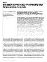 Scalable watermarking for identifying large language model outputs