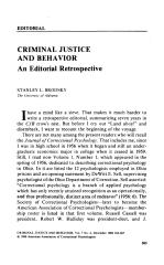 CRIMINAL JUSTICE AND BEHAVIOR An Editorial Retrospective