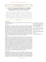 A Trial of Lopinavir–Ritonavir in Adults Hospitalized with Severe Covid-19
