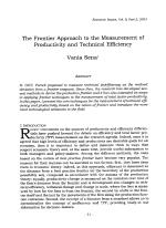 The Frontier Approach to the Measurement of Productivity and Technical Efficiency