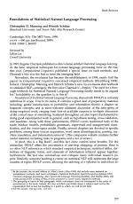 Foundations of Statistical Natural Language Processing