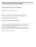 Recent advances in Zn-ion batteries