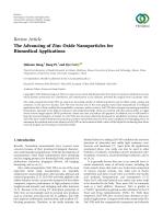 The Advancing of Zinc Oxide Nanoparticles for Biomedical Applications
