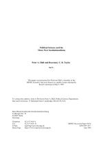 Political Science and the Three New Institutionalisms