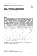 Climate-smart agriculture: adoption, impacts, and implications for sustainable development