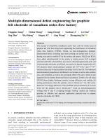 Multiple-dimensional defect engineering for graphite felt electrode of vanadium redox flow battery