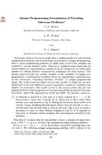 Integer Programming Formulation of Traveling Salesman Problems