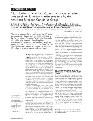 Classification criteria for Sjögren’s syndrome: a revised version of the European criteria proposed by the American-European Consensus Group
