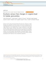 Excitons versus free charges in organo-lead tri-halide perovskites