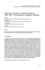 Productivity Changes in Swedish Pharmacies 1980–1989: A Non-Parametric Malmquist Approach