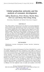 Global production networks and the analysis of economic development