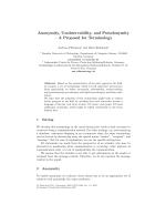 Anonymity, Unobservability, and Pseudonymity – A Proposal for Terminology