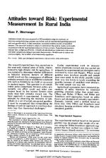 Attitudes toward Risk: Experimental Measurement In Rural India