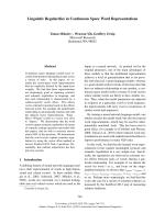 Linguistic Regularities in Continuous Space Word Representations