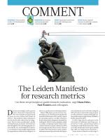 The Leiden Manifesto for research metrics