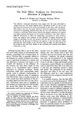 The Halo Effect: Evidence for Unconscious Alteration of Judgments