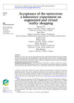 Acceptance of the metaverse: a laboratory experiment on augmented and virtual reality shopping