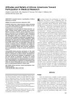 Attitudes and Beliefs of African Americans Toward Participation in Medical Research