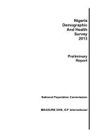 Nigeria Demographic And Health Survey 2013 Preliminary Report