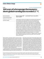 300 years of sclerosponge thermometry shows global warming has exceeded 1.5 °C