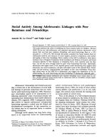 Social Anxiety Among Adolescents: Linkages with Peer Relations and Friendships