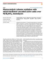 Photocatalytic toluene oxidation with nickel-mediated cascaded active units over Ni/Bi2WO6 monolayers