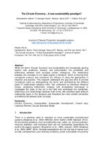 The Circular Economy – A new sustainability paradigm?