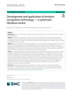 Development and application of emotion recognition technology — a systematic literature review