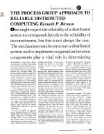 THE PROCESS GROUP APPROACH TO RELIABLE DISTRIBUTED COMPUTING
