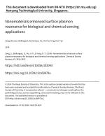 Nanomaterials enhanced surface plasmon resonance for biological and chemical sensing applications