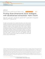 Printing three-dimensional tissue analogues with decellularized extracellular matrix bioink