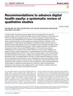 Recommendations to advance digital health equity: a systematic review of qualitative studies