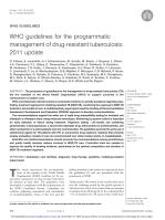 WHO guidelines for the programmatic management of drug-resistant tuberculosis: 2011 update