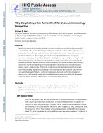 Why Sleep Is Important for Health: A Psychoneuroimmunology Perspective