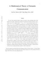 A Mathematical Theory of Semantic Communication