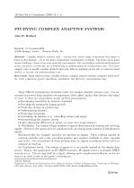 STUDYING COMPLEX ADAPTIVE SYSTEMS
