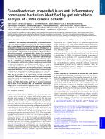 Faecalibacterium prausnitzii is an anti-inflammatory commensal bacterium identified by gut microbiota analysis of Crohn disease patients