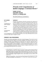 Prosody in the Comprehension of Spoken Language: A Literature Review