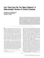 Can There Ever Be Too Many Options? A Meta-Analytic Review of Choice Overload