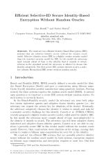Efficient Selective-ID Secure Identity-Based Encryption Without Random Oracles
