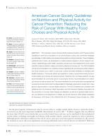 American Cancer Society Guidelines on Nutrition and Physical Activity for Cancer Prevention: Reducing the Risk of Cancer With Healthy Food Choices and Physical Activity