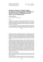 Interactive comment on “Effects of lateral processes on the seasonal water stratification of the Gulf of Finland: 3-D NEMO-based model study” by R. E. Vankevich et al.