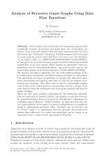 Analysis of Recursive Game Graphs Using Data Flow Equations