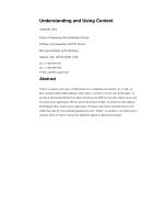 Understanding and Using Context