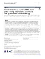 Comprehensive review of CRISPR-based gene editing: mechanisms, challenges, and applications in cancer therapy