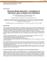 Business Model Generation: A handbook for visionaries, game changers and challengers