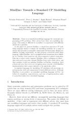 MiniZinc: Towards a Standard CP Modelling Language